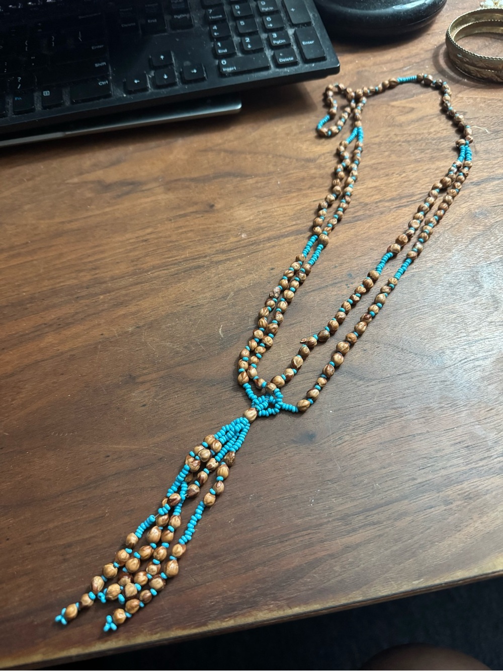 Southwestern Native American Ghost Bead Tassel Necklace *READ*